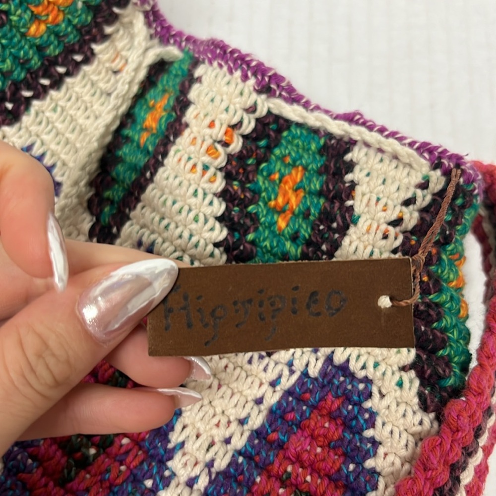 Hiptipico Multicolor Crochet Crossbody Bag – Artisan Boho Festival Purse - Picture 11 of 13